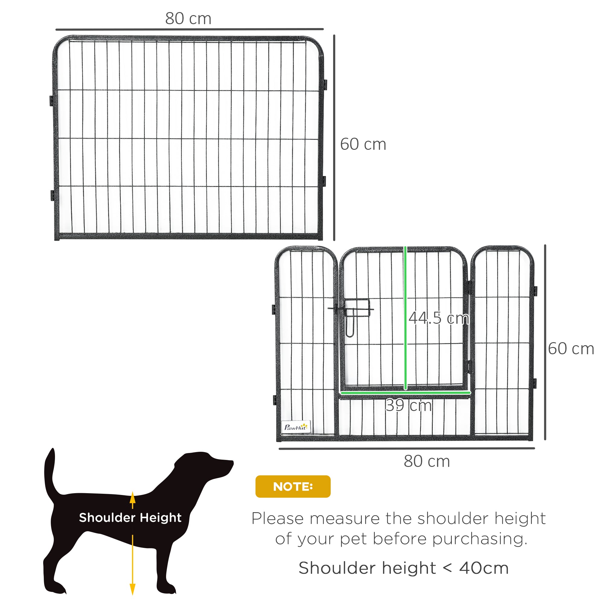 PawHut Dog Pen 12 Panels Puppy Pen Heavy Duty Pet Playpen for Indoor Outdoor for Dogs, Rabbits, Ducks 60cm High