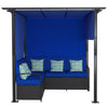 Outsunny Wicker Patio Furniture, Outdoor PE Rattan Sofa Set with Retractable Canopy Pergola, Shade Shelter for Deck, Pool, Garden, Terrace, Blue