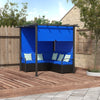 Outsunny Wicker Patio Furniture, Outdoor PE Rattan Sofa Set with Retractable Canopy Pergola, Shade Shelter for Deck, Pool, Garden, Terrace, Blue