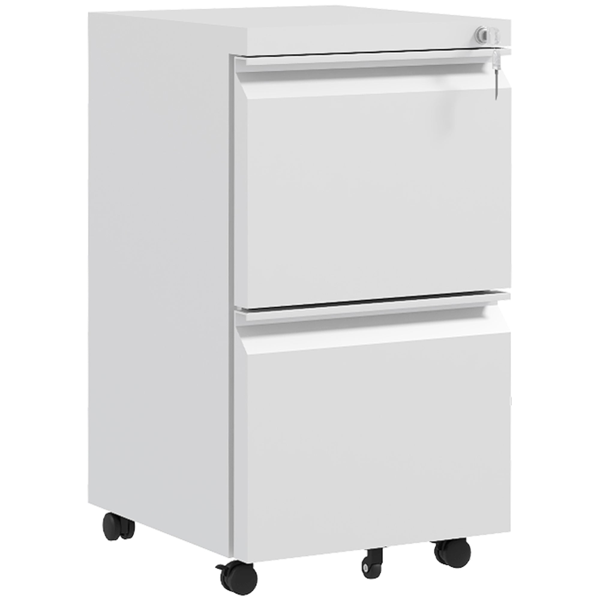 Vinsetto Mobile Vertical Filing Cabinet with Lock, 2-Drawer Steel File Cabinet with Adjustable Hanging Bar for Letter, A4 and Legal Size, White