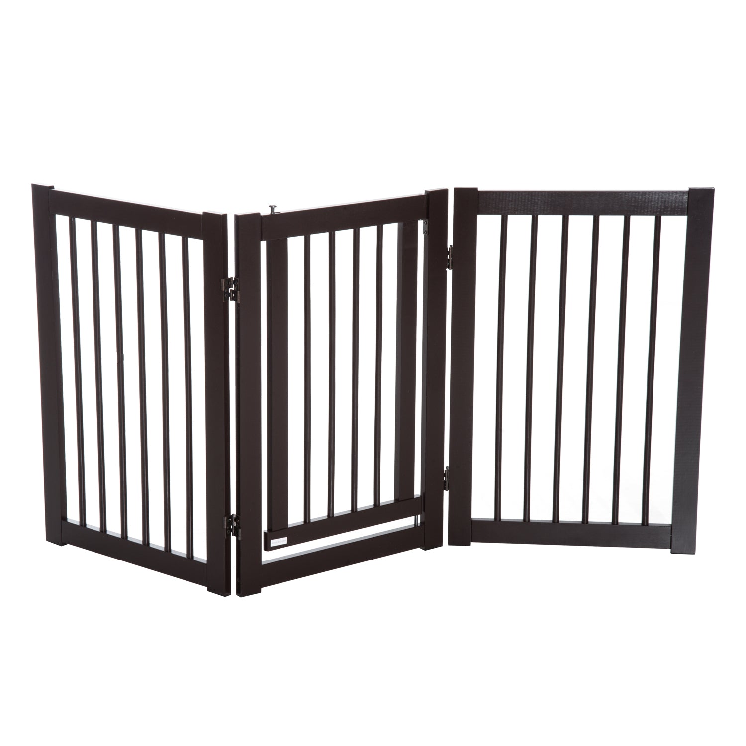 PawHut Free Standing Wooden Pet Gate Indoor Dog Barrier Foldable Step Over Doorway Fence Safety Gate with Open Door Z Shape 3 Panel