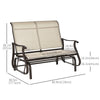 Outsunny 2-Person Outdoor Glider Chair, Patio Glider Rocking Chair with Mesh Seat and Backrest, Steel Frame for Outdoor, Backyard, Khaki