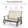 Outsunny 2-Person Outdoor Glider Chair, Patio Glider Rocking Chair with Mesh Seat and Backrest, Steel Frame for Outdoor, Backyard, Khaki