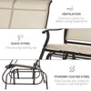 Outsunny 2-Person Outdoor Glider Chair, Patio Glider Rocking Chair with Mesh Seat and Backrest, Steel Frame for Outdoor, Backyard, Khaki