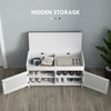 HOMCOM Shoe Bench, Entryway Storage Bench with Cushion, Hidden Storage, Adjustable Shelves and Shutter Doors, 35.4" Shoe Organizer for Entryway, Hallway, White