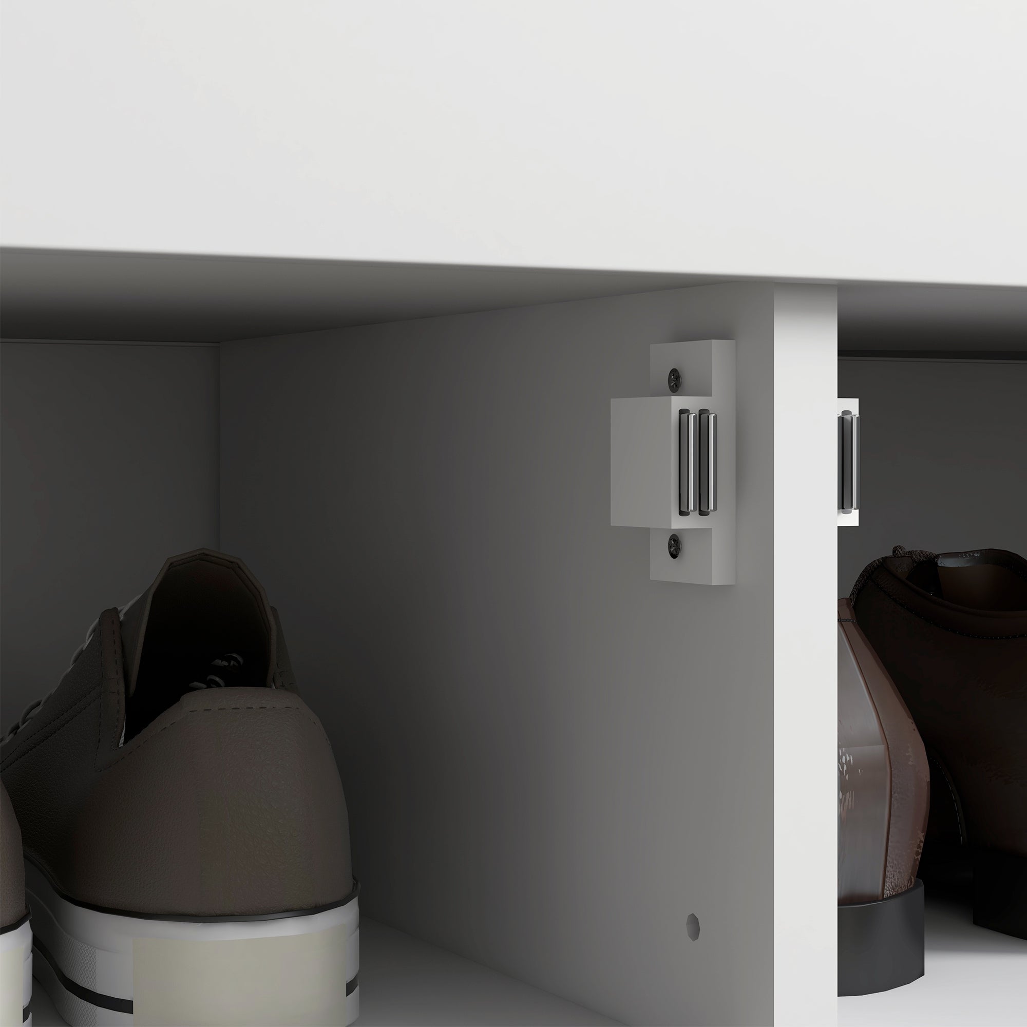 HOMCOM Shoe Bench, Entryway Storage Bench with Cushion, Hidden Storage, Adjustable Shelves and Shutter Doors, 35.4" Shoe Organizer for Entryway, Hallway, White