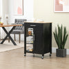 HOMCOM Kitchen Island, Compact Kitchen Cart on Wheels with Open Shelf & Storage Drawer for Dining Room, Kitchen, Black