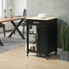 HOMCOM Kitchen Island, Compact Kitchen Cart on Wheels with Open Shelf & Storage Drawer for Dining Room, Kitchen, Black