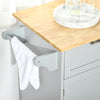 HOMCOM Rolling Kitchen Island, Kitchen Cart on Wheels with 2 Storage Drawers, 2 Door Cabinets and Towel Rack for Dining Room (Grey, 2-Doors)