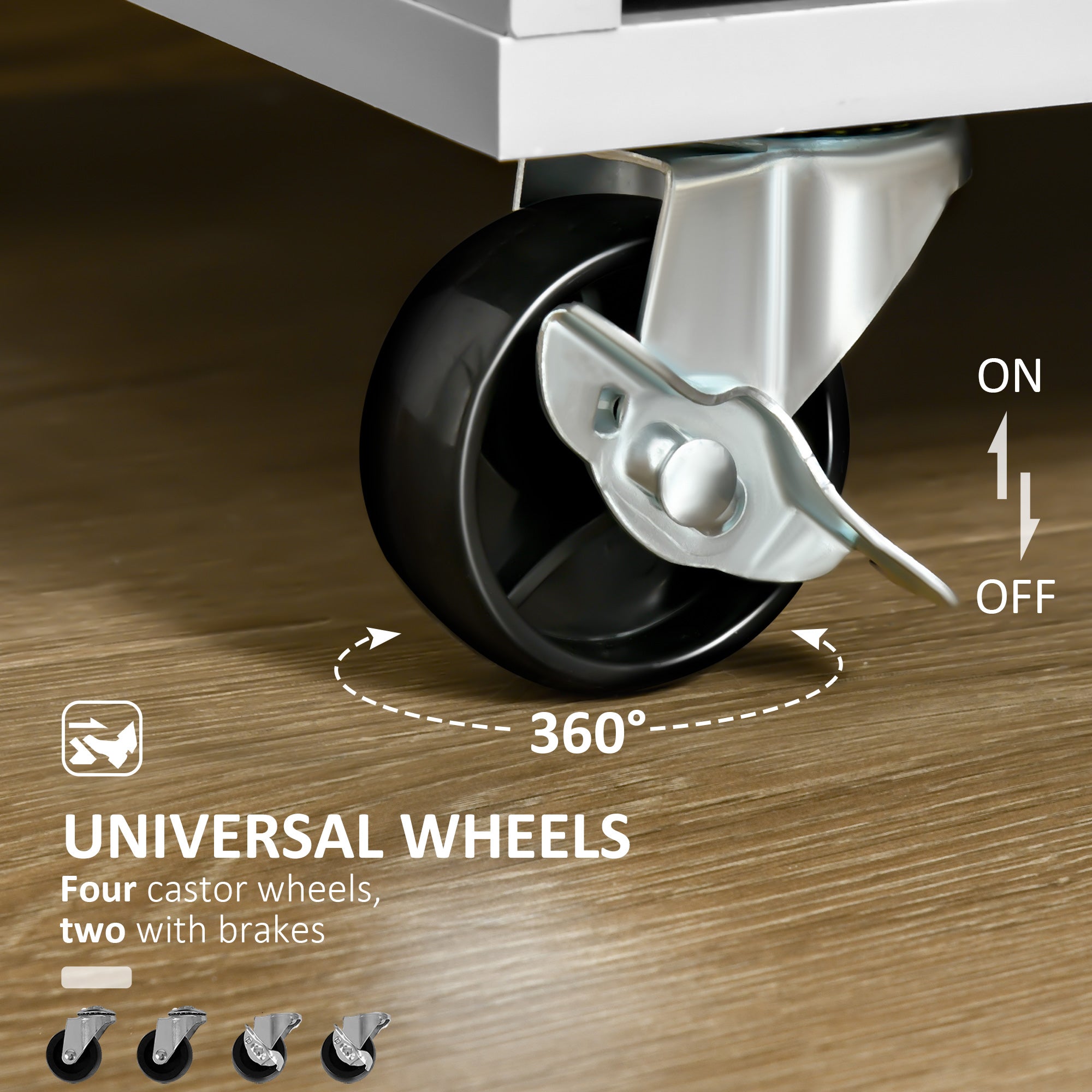 HOMCOM Rolling Kitchen Island, Kitchen Cart on Wheels with 2 Storage Drawers, 2 Door Cabinets and Towel Rack for Dining Room (Grey, 2-Doors)