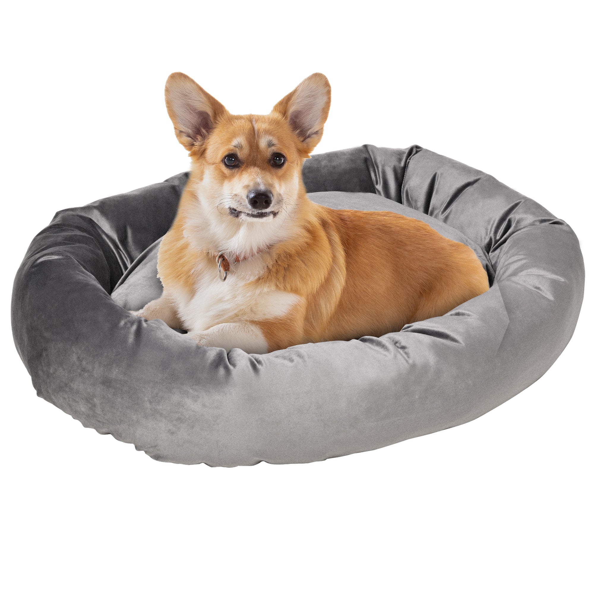 PawHut Pet Bed, Soft Velvet Lounge Sleeper, Machine Washable Cushion, Soft Padding, Zippered Cover, Portable, ​for Medium Dogs, Dark Grey