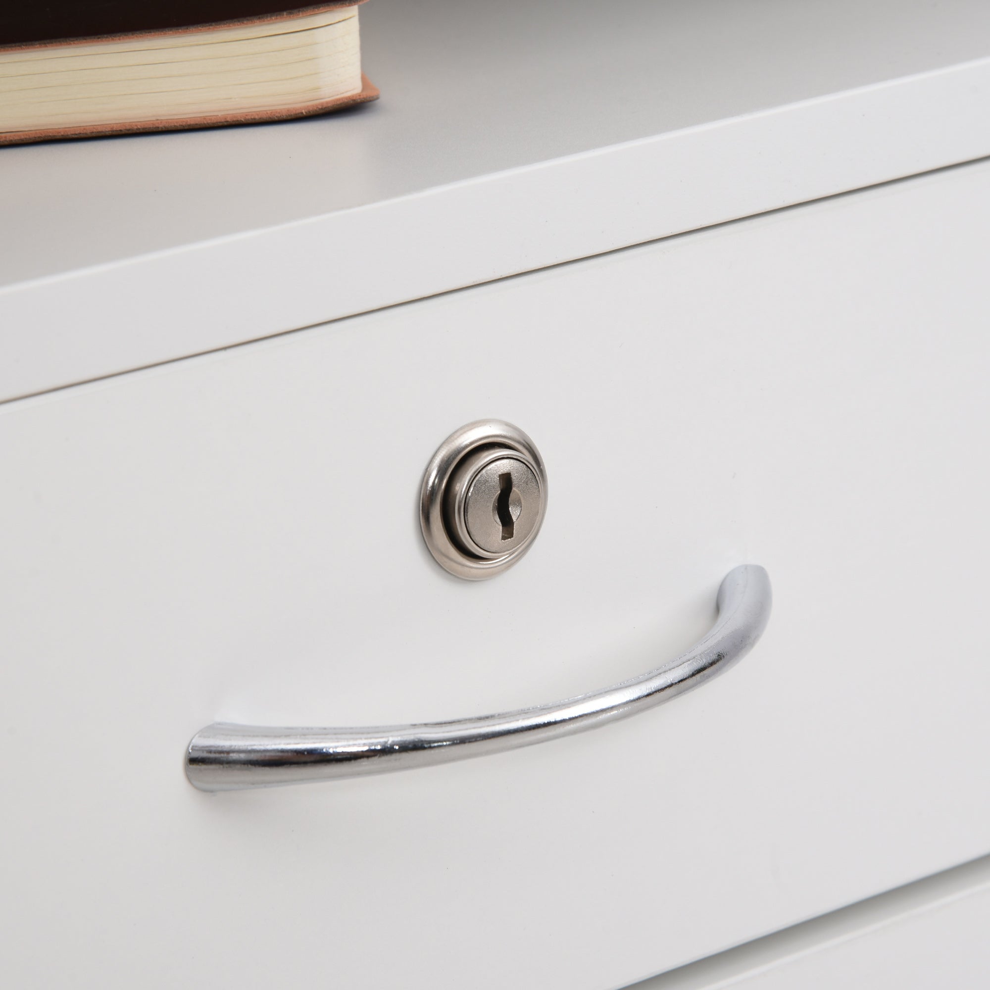 HOMCOM 24" Vertical Filing Cabinet with Lock, Mobile File Cabinet with Wheels, Storage Office Cabinet with Drawer, White