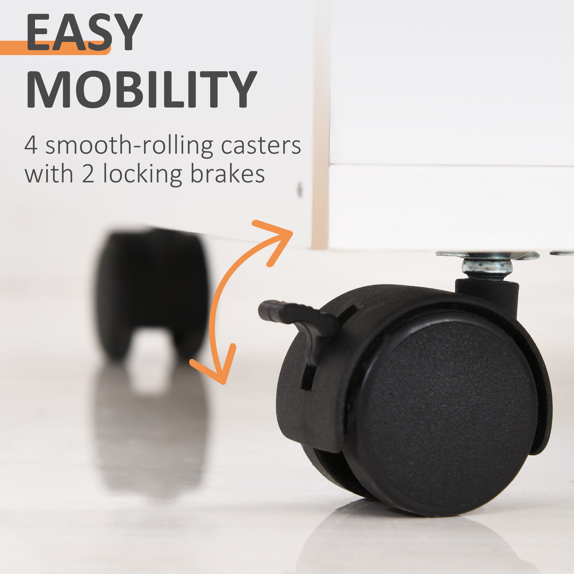 HOMCOM 24" Vertical Filing Cabinet with Lock, Mobile File Cabinet with Wheels, Storage Office Cabinet with Drawer, White