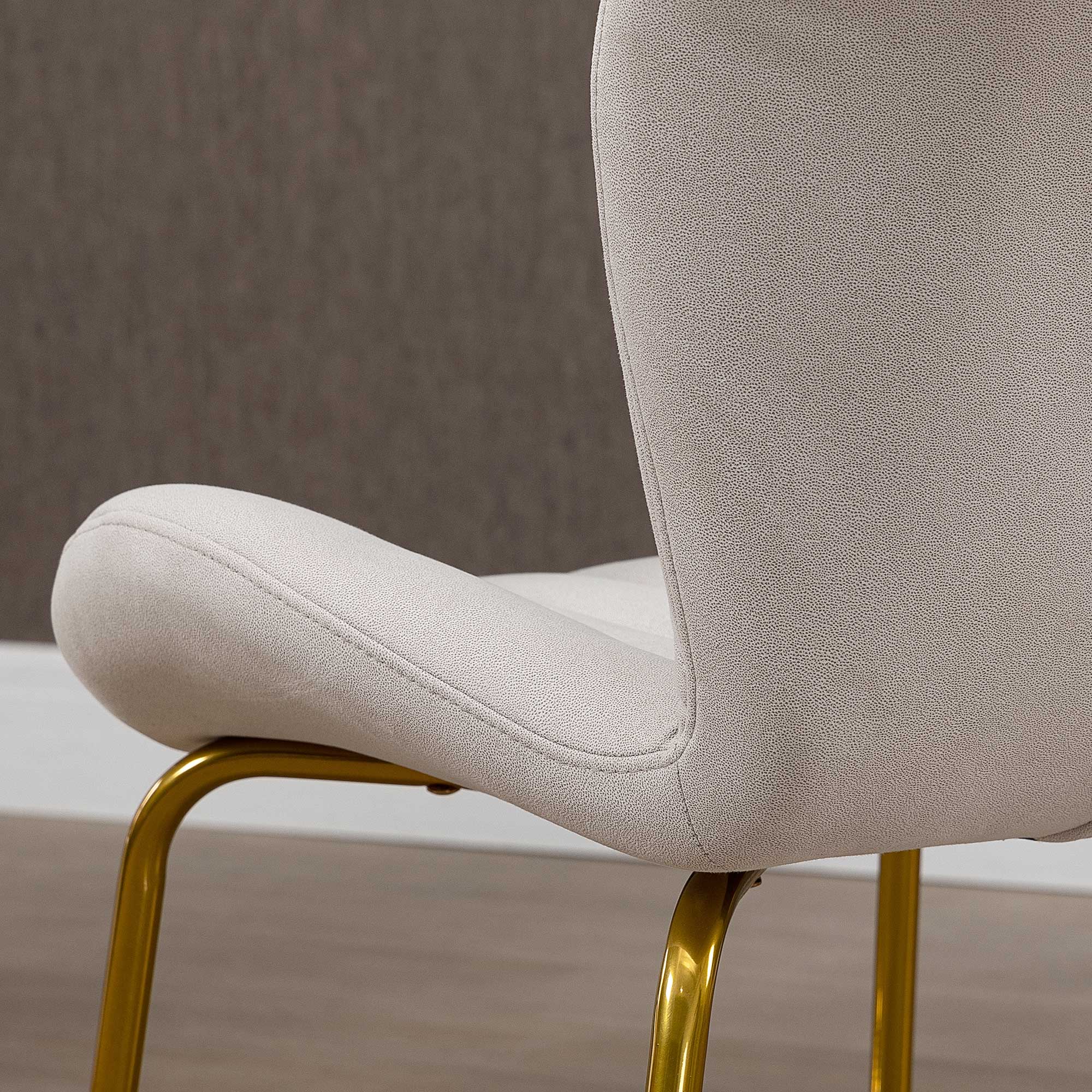 HOMCOM Upholstered Dining Chairs Set of 2, Modern Kitchen Chairs, Armless Accent Chairs with Backrest, Padded Seat and Steel Gold Legs, Cream White