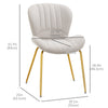 HOMCOM Upholstered Dining Chairs Set of 2, Modern Kitchen Chairs, Armless Accent Chairs with Backrest, Padded Seat and Steel Gold Legs, Cream White