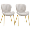 HOMCOM Upholstered Dining Chairs Set of 2, Modern Kitchen Chairs, Armless Accent Chairs with Backrest, Padded Seat and Steel Gold Legs, Cream White