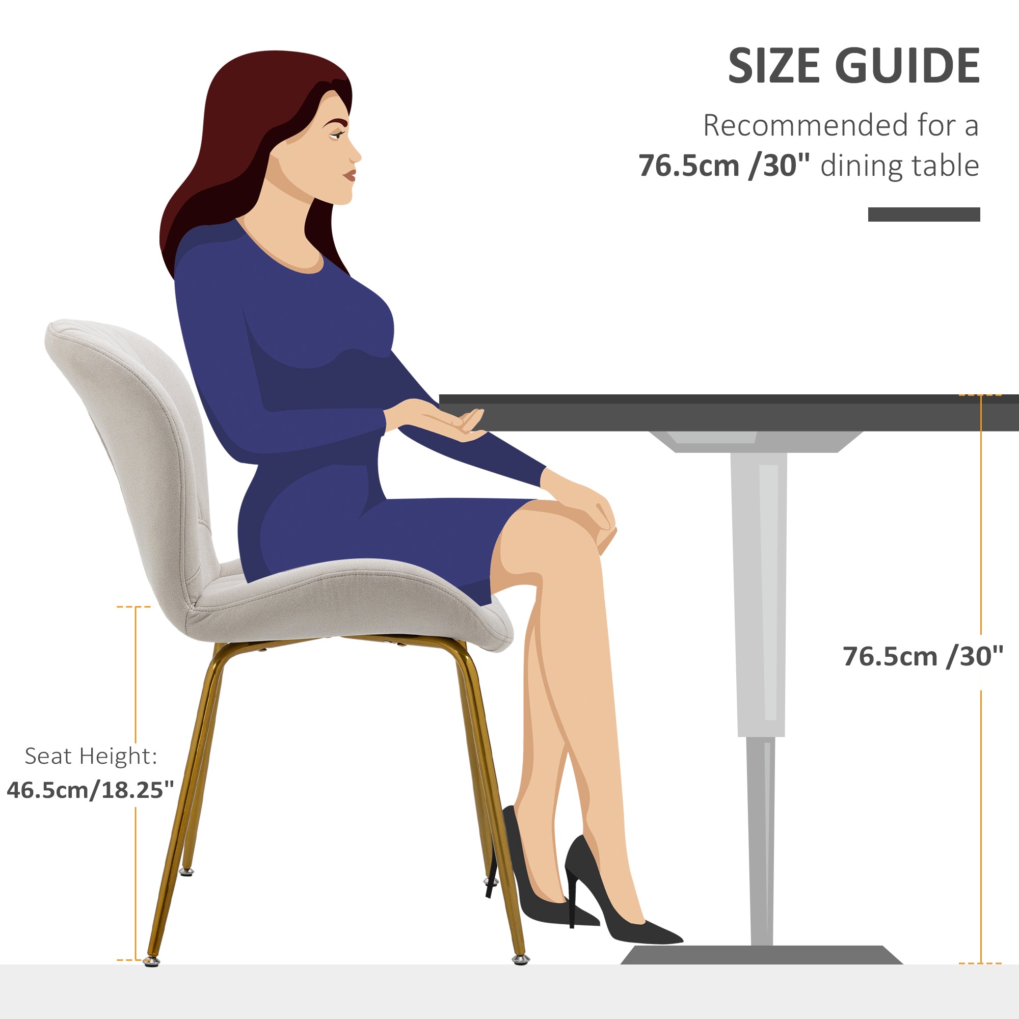 HOMCOM Upholstered Dining Chairs Set of 2, Modern Kitchen Chairs, Armless Accent Chairs with Backrest, Padded Seat and Steel Gold Legs, Cream White