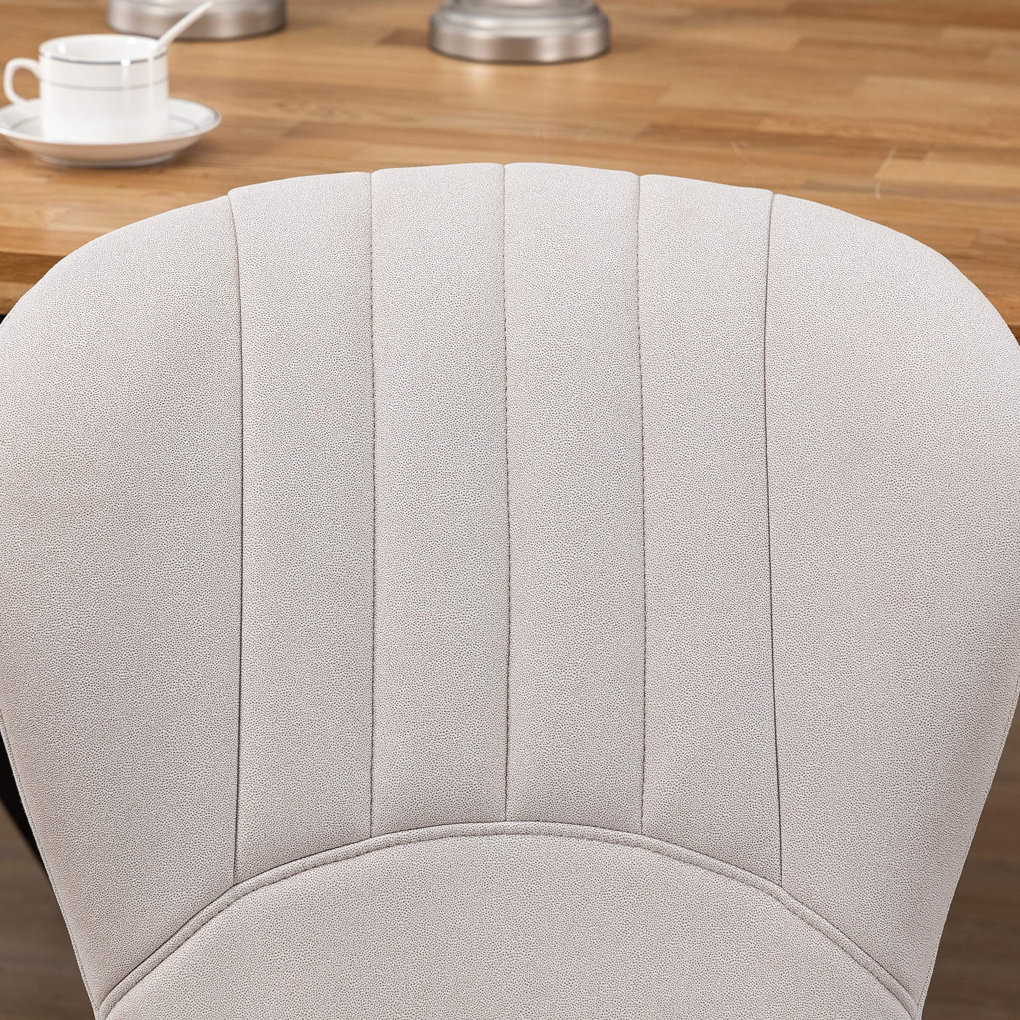 HOMCOM Upholstered Dining Chairs Set of 2, Modern Kitchen Chairs, Armless Accent Chairs with Backrest, Padded Seat and Steel Gold Legs, Cream White