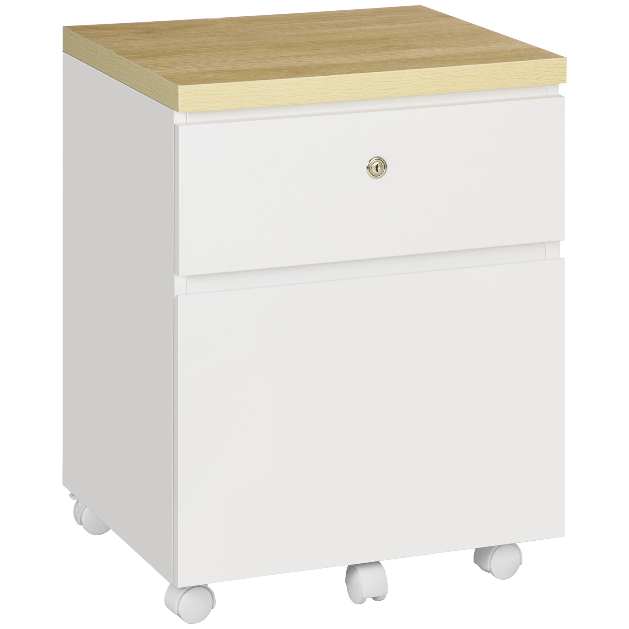 Vinsetto Vertical Filing Cabinet with 2 Drawers, Rolling Locking File Cabinet with Hanging Bars for Legal Size and Wheels, for Home Office Study, White