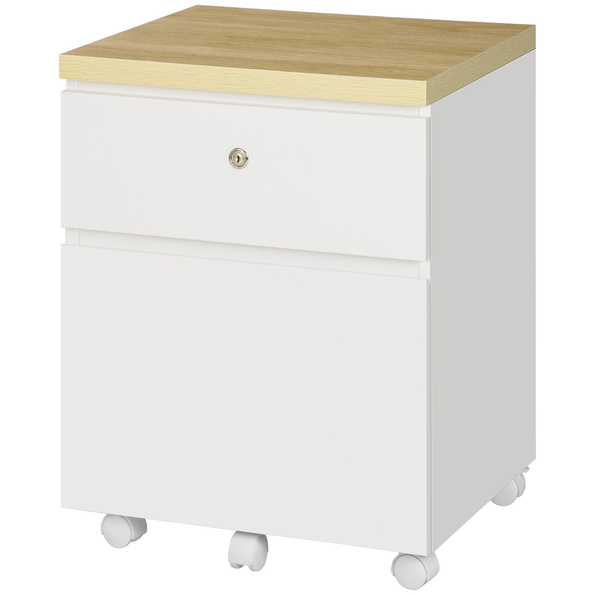 Vinsetto Vertical Filing Cabinet with 2 Drawers, Rolling Locking File Cabinet with Hanging Bars for Legal Size and Wheels, for Home Office Study, White
