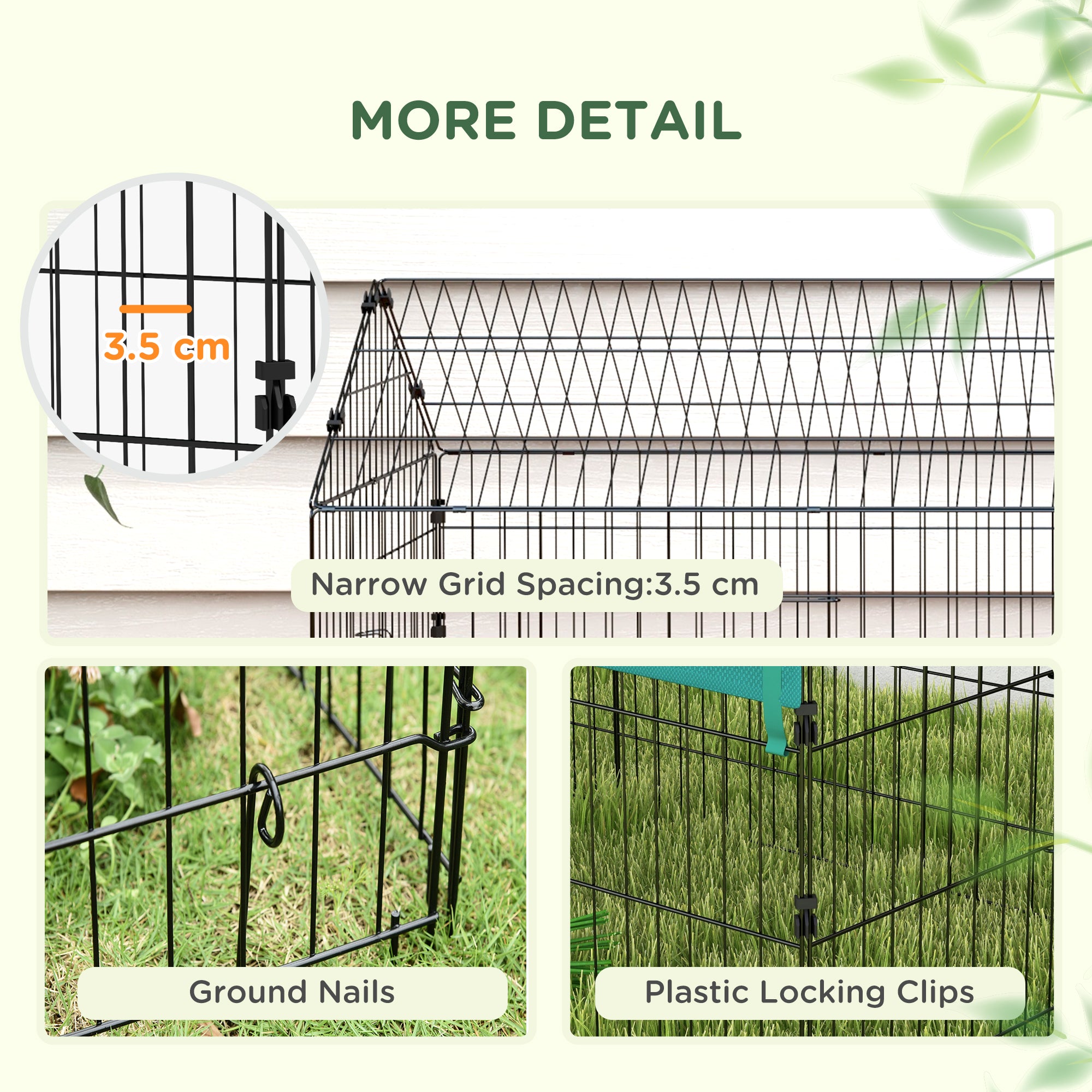 PawHut 73" Small Animal Cage, Pet Playpen for Chicken, Rabbits, Chinchillas, Outdoor Small Animal Playpen with Spire Roof, Green