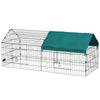 PawHut 73" Small Animal Cage, Pet Playpen for Chicken, Rabbits, Chinchillas, Outdoor Small Animal Playpen with Spire Roof, Green