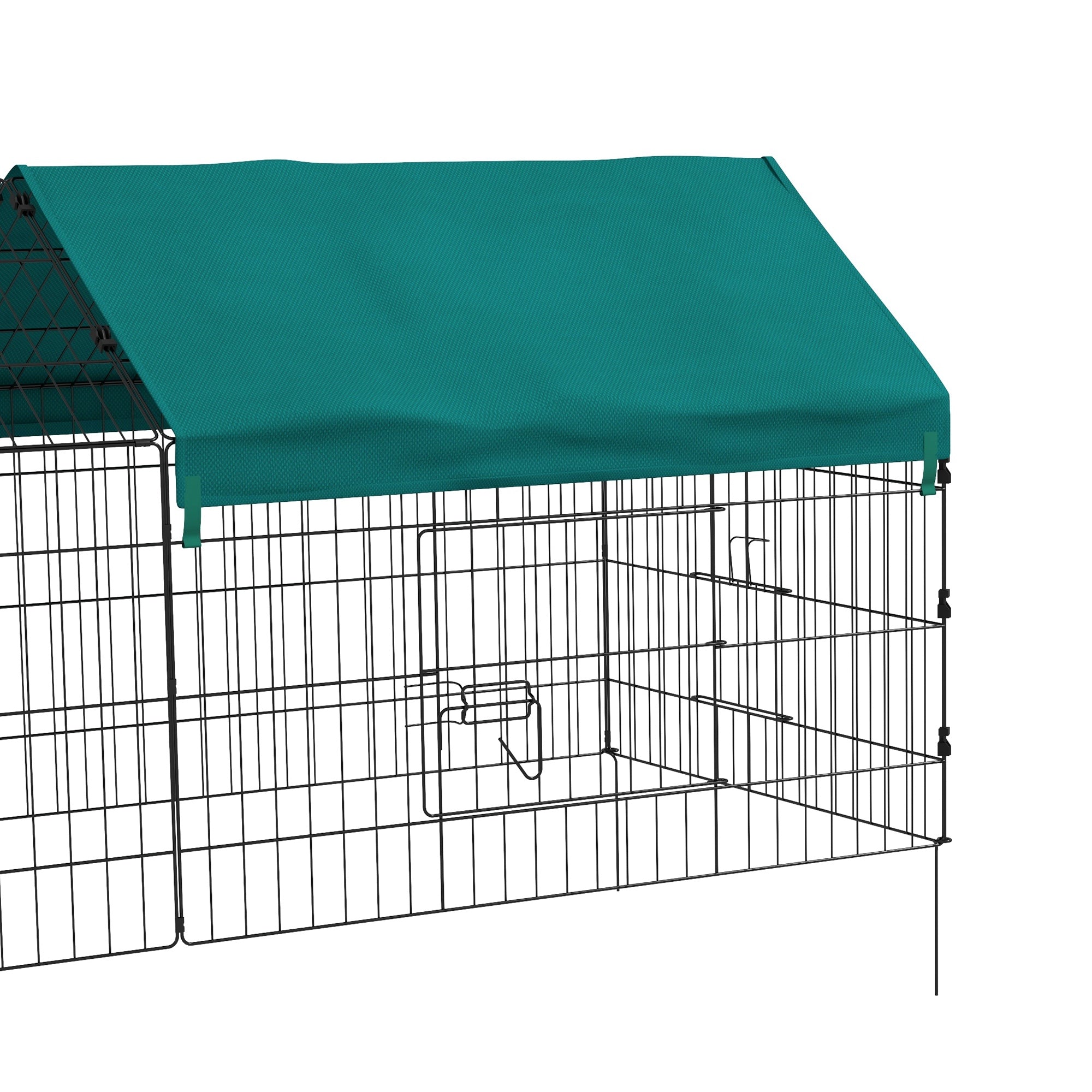 PawHut 73" Small Animal Cage, Pet Playpen for Chicken, Rabbits, Chinchillas, Outdoor Small Animal Playpen with Spire Roof, Green