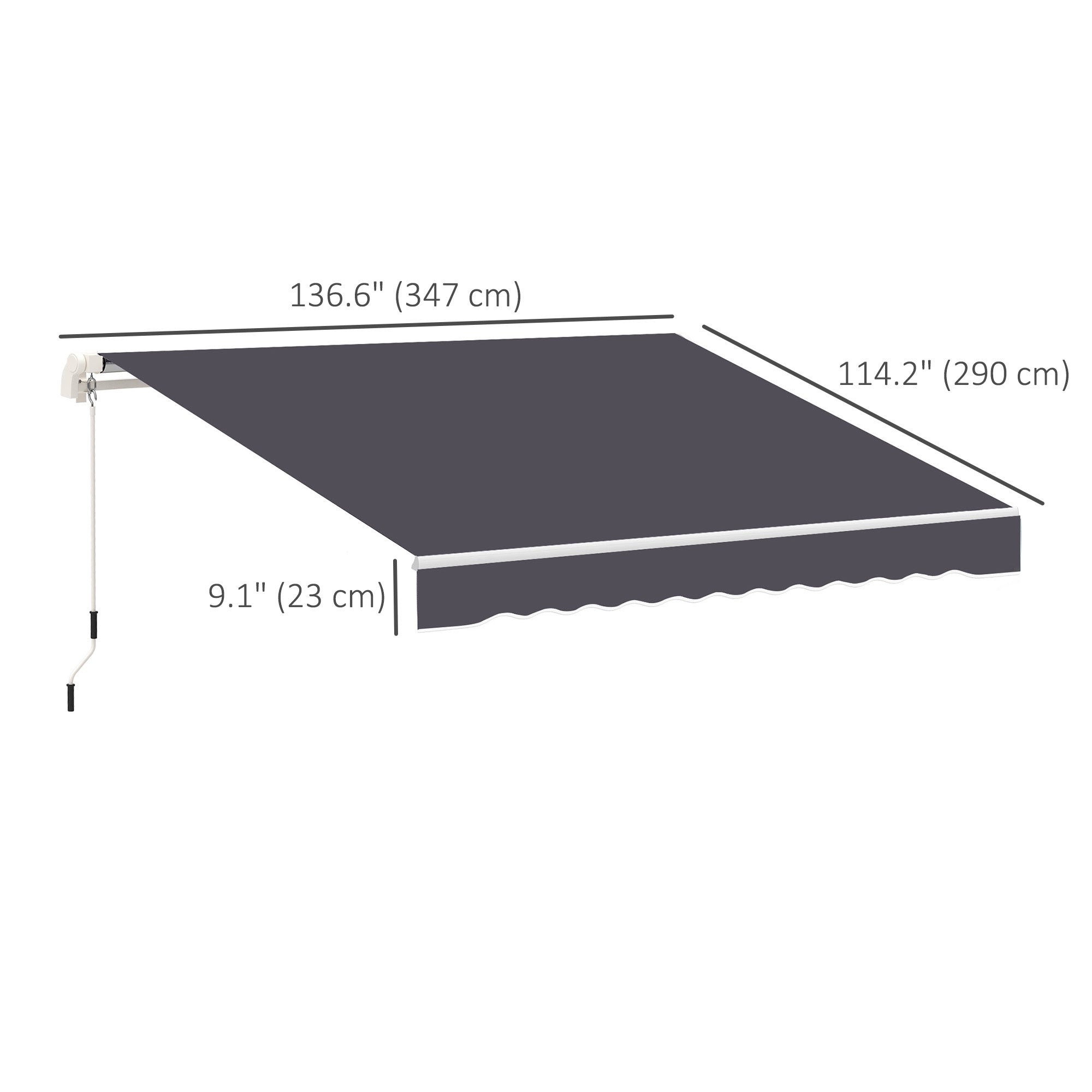 Outsunny 11' x 10' Retractable Awning Fabric Replacement Outdoor Sunshade Canopy Awning Cover, UV Protection, Grey