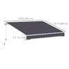 Outsunny 11' x 10' Retractable Awning Fabric Replacement Outdoor Sunshade Canopy Awning Cover, UV Protection, Grey