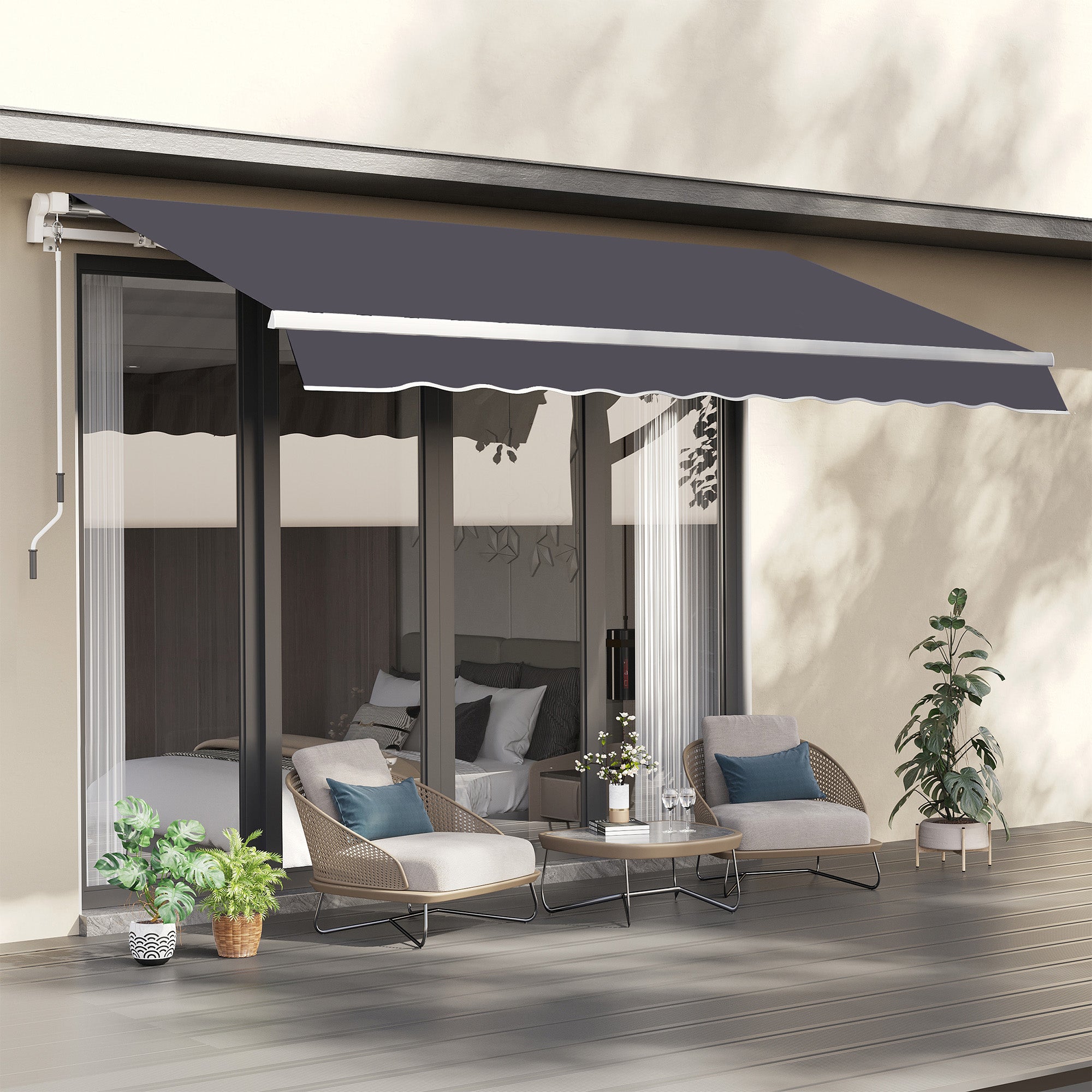 Outsunny 11' x 10' Retractable Awning Fabric Replacement Outdoor Sunshade Canopy Awning Cover, UV Protection, Grey