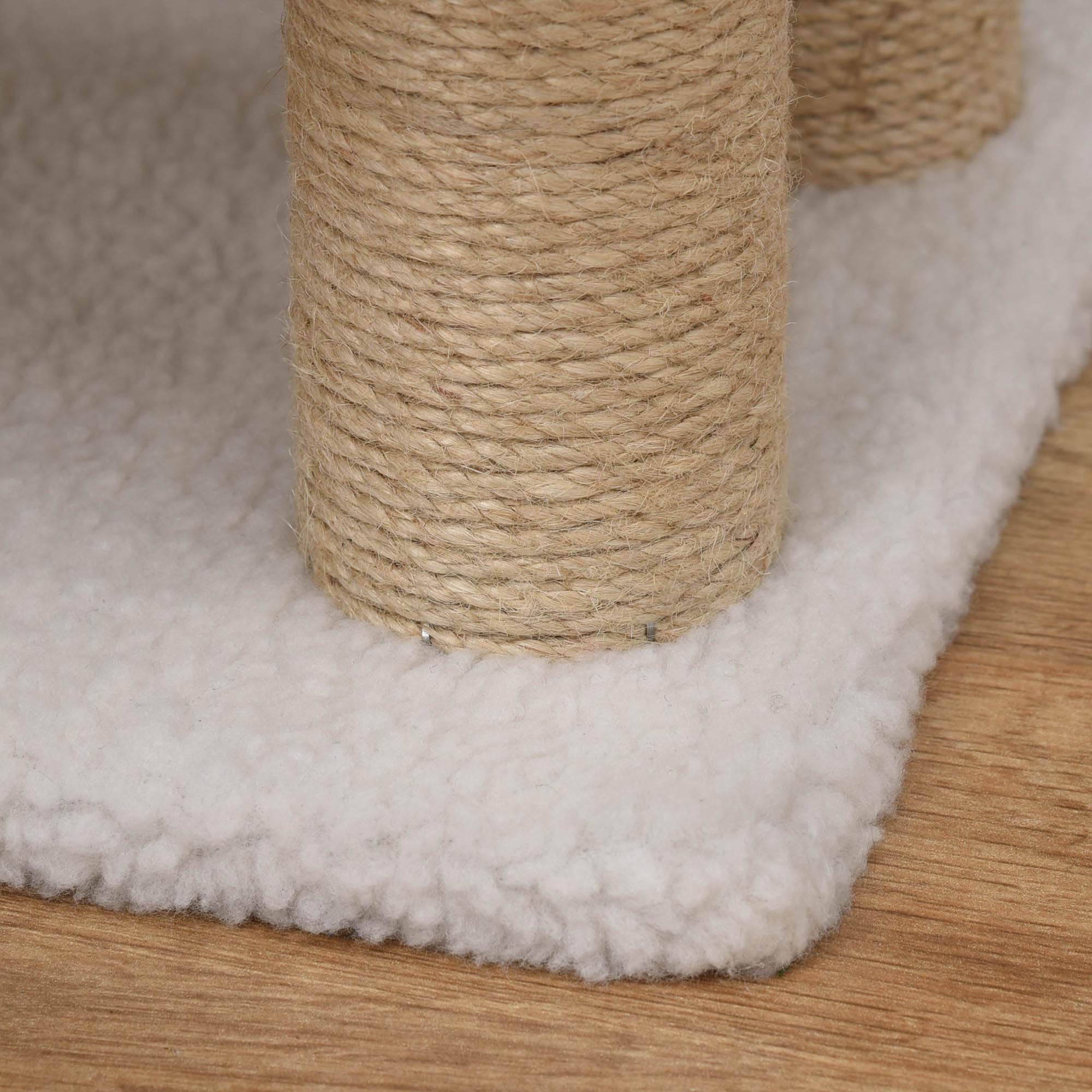 PawHut Pet Stair, Cat Tree with 4-step Climb Ladder, Scratching Posts, Platforms, Toy Ball, for Indoor Elderly Cats Kittens, White