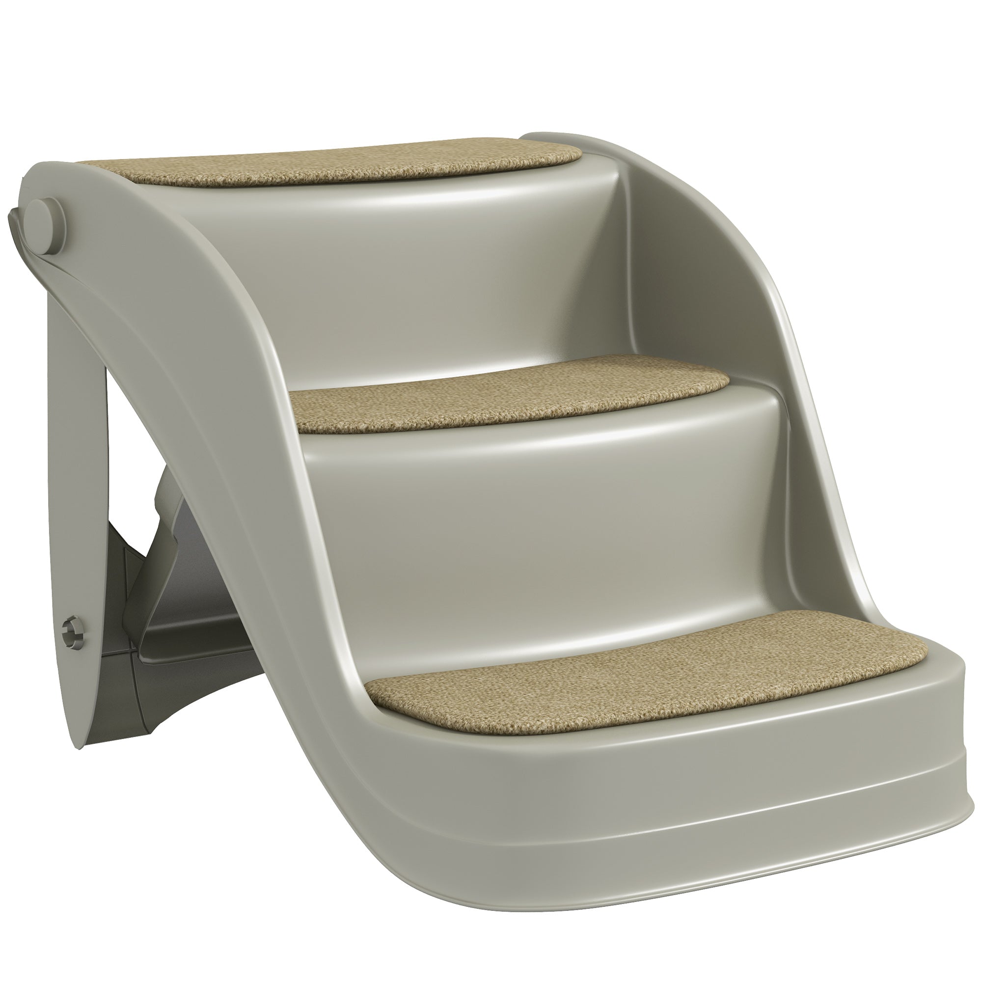 PawHut Foldable Pet Stairs Portable Dog Steps 3-Step Design with Non-slip Mats for High Beds, Sofas, 49 x 38 x 38 cm, Grey