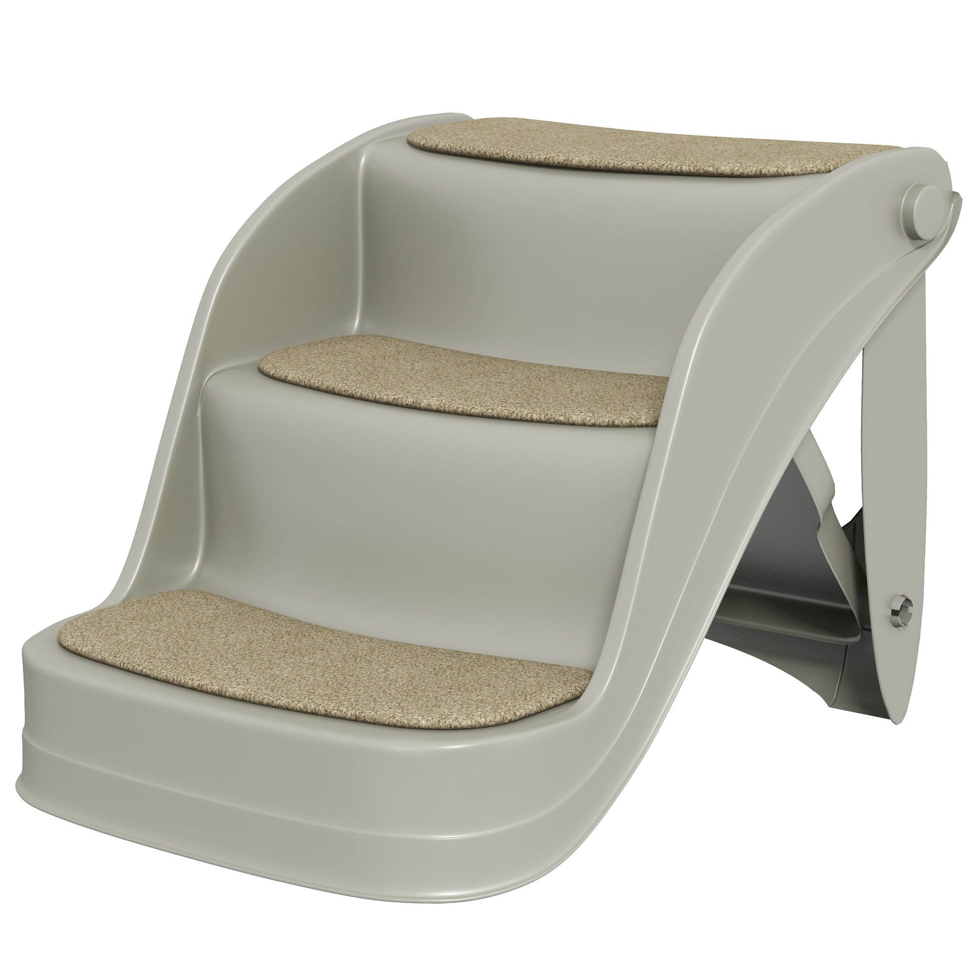PawHut Foldable Pet Stairs Portable Dog Steps 3-Step Design with Non-slip Mats for High Beds, Sofas, 49 x 38 x 38 cm, Grey