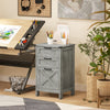 HOMCOM 3 Drawer File Cabinet with Silent Slides, Vertical Filing Cabinet for Hanging A4/Letter Size, Rustic Farmhouse Printer Stand with Storage for Home Office, Stone Grey