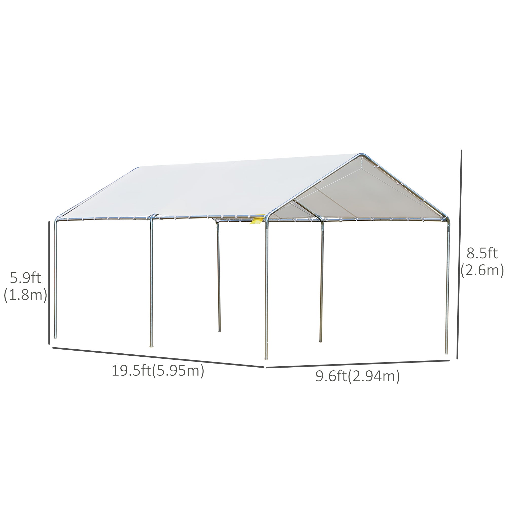 Outsunny 10' x 20' Carport Heavy Duty Galvanized Car Canopy with Included Anchor Kit, 3 Reinforced Steel Cables, White
