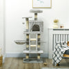 PawHut Cat Tree, Cat Tower for Indoor Cats with Sisal Scratching Post, Cat Condo, Hammock, Bed, Ladder, Platforms, Toy Balls for Kittens, Light Grey