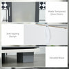 kleankin 75" Tall Bathroom Storage Cabinet, Narrow Bathroom Cabinet with 2 Cupboards, Matte Glass Doors and Adjustable Shelves, Freestanding Linen Tower, White & Grey