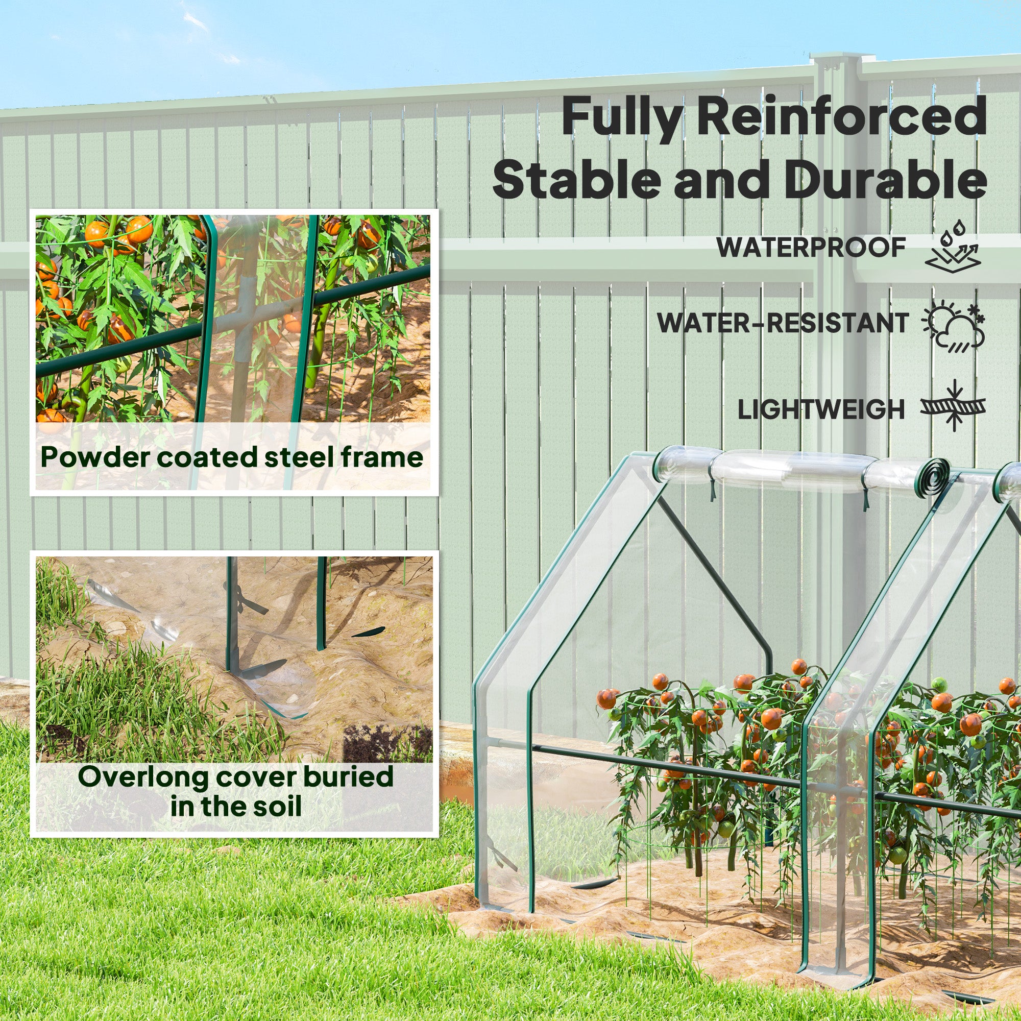 Outsunny 12' x 3' x 3' Portable Mini Greenhouse, Tunnel Growing Tent, Plants Flower Warm House with Zippered Roll-up Doors, Clear