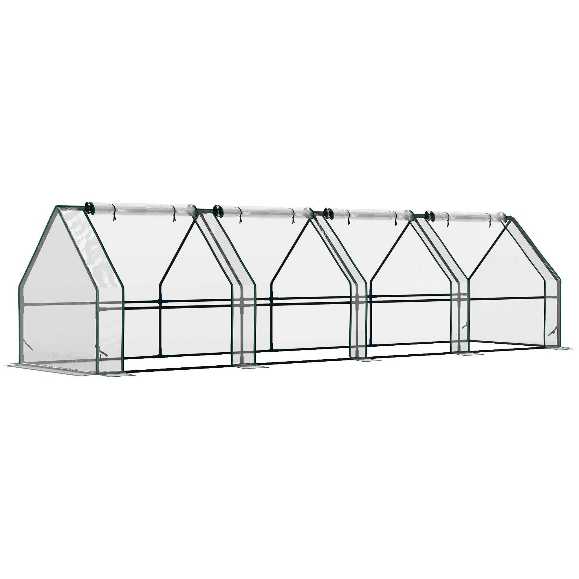 Outsunny 12' x 3' x 3' Portable Mini Greenhouse, Tunnel Growing Tent, Plants Flower Warm House with Zippered Roll-up Doors, Clear