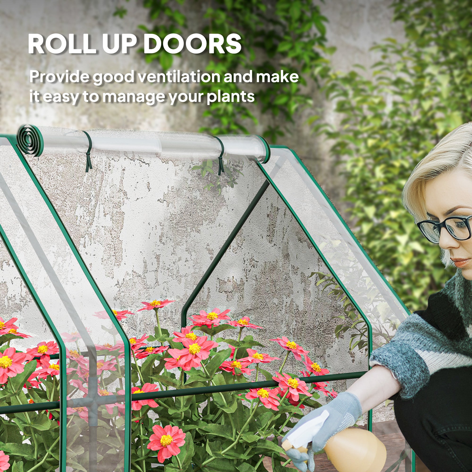 Outsunny 12' x 3' x 3' Portable Mini Greenhouse, Tunnel Growing Tent, Plants Flower Warm House with Zippered Roll-up Doors, Clear