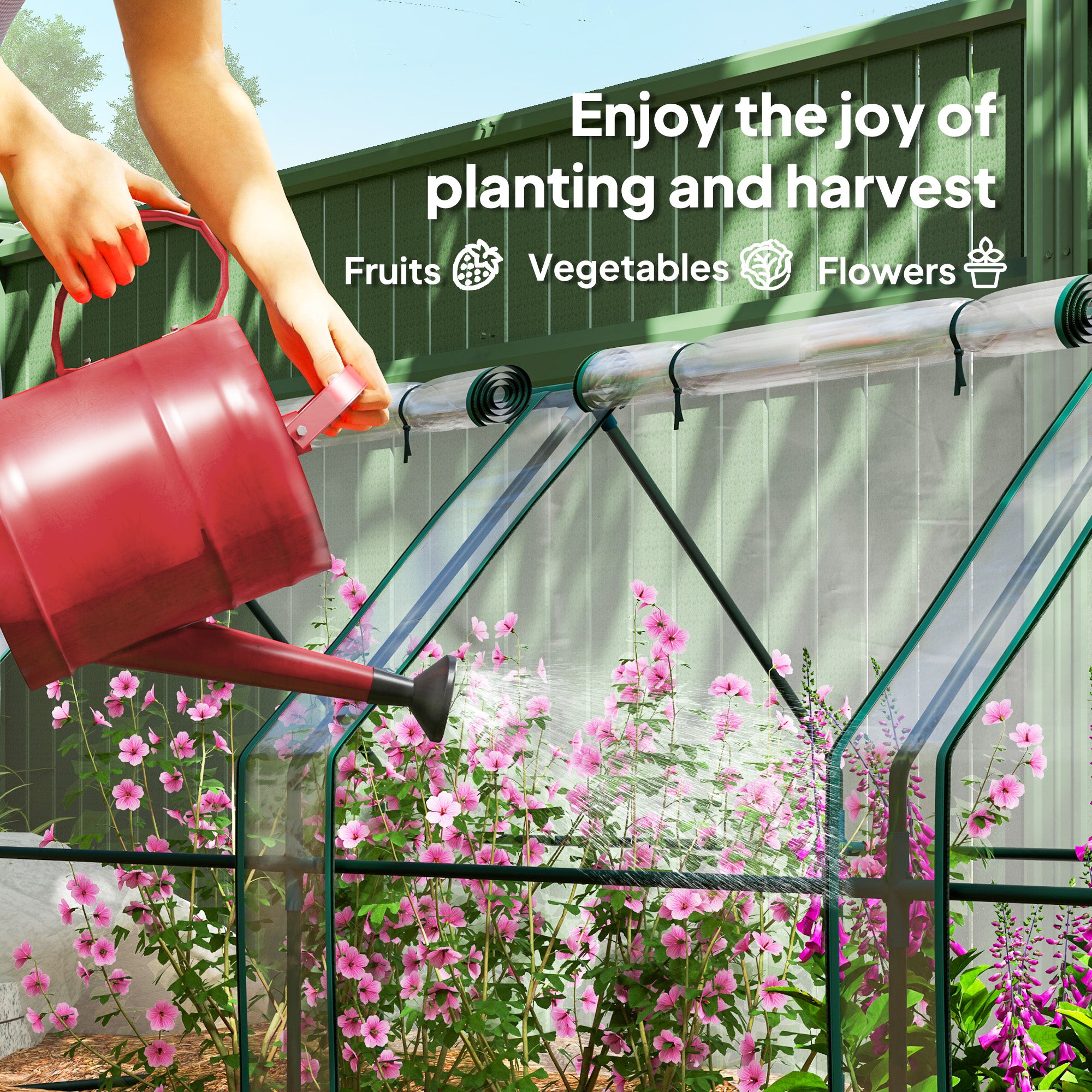 Outsunny 12' x 3' x 3' Portable Mini Greenhouse, Tunnel Growing Tent, Plants Flower Warm House with Zippered Roll-up Doors, Clear