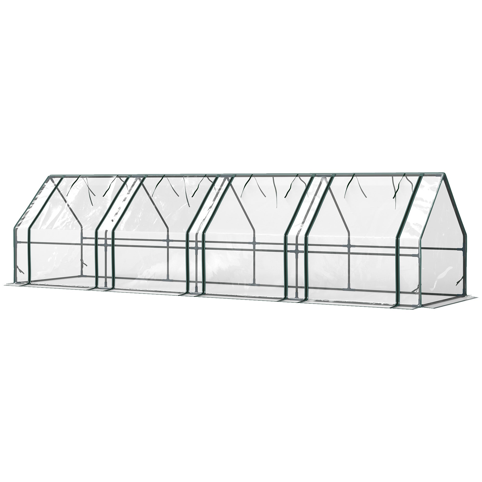 Outsunny 12' x 3' x 3' Portable Mini Greenhouse, Tunnel Growing Tent, Plants Flower Warm House with Zippered Roll-up Doors, Clear