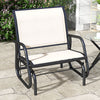 Outsunny Patio Glider with Breathable Mesh Fabric Seat & Backrest, Metal Frame Outdoor Glider Swing Chair with Curved Armrests, for Lawn, Garden, Porch, Backyard, Poolside, Cream