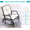 Outsunny Patio Glider with Breathable Mesh Fabric Seat & Backrest, Metal Frame Outdoor Glider Swing Chair with Curved Armrests, for Lawn, Garden, Porch, Backyard, Poolside, Cream