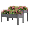 Outsunny 2 Tiers Raised Garden Bed, Wooden Elevated Planter Box with Legs Gardening Planting Bed with 2 Compartments for Flower Vegetable Herb Grow, Grey