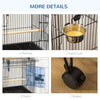 PawHut 53.9'' Large Rolling Steel Bird Cage Bird House with Detachable Rolling Stand, Storage Shelf, Wood Perch, Food Container, Black