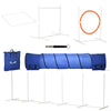 PawHut 5PCs Portable Dog Agility Training Equipment, Pet Agility Training Set with Adjustable Height Jump Ring, Jumper, Weave Poles, Square Pause Box, Carrying Bag, Whistle