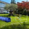 PawHut 5PCs Portable Dog Agility Training Equipment, Pet Agility Training Set with Adjustable Height Jump Ring, Jumper, Weave Poles, Square Pause Box, Carrying Bag, Whistle