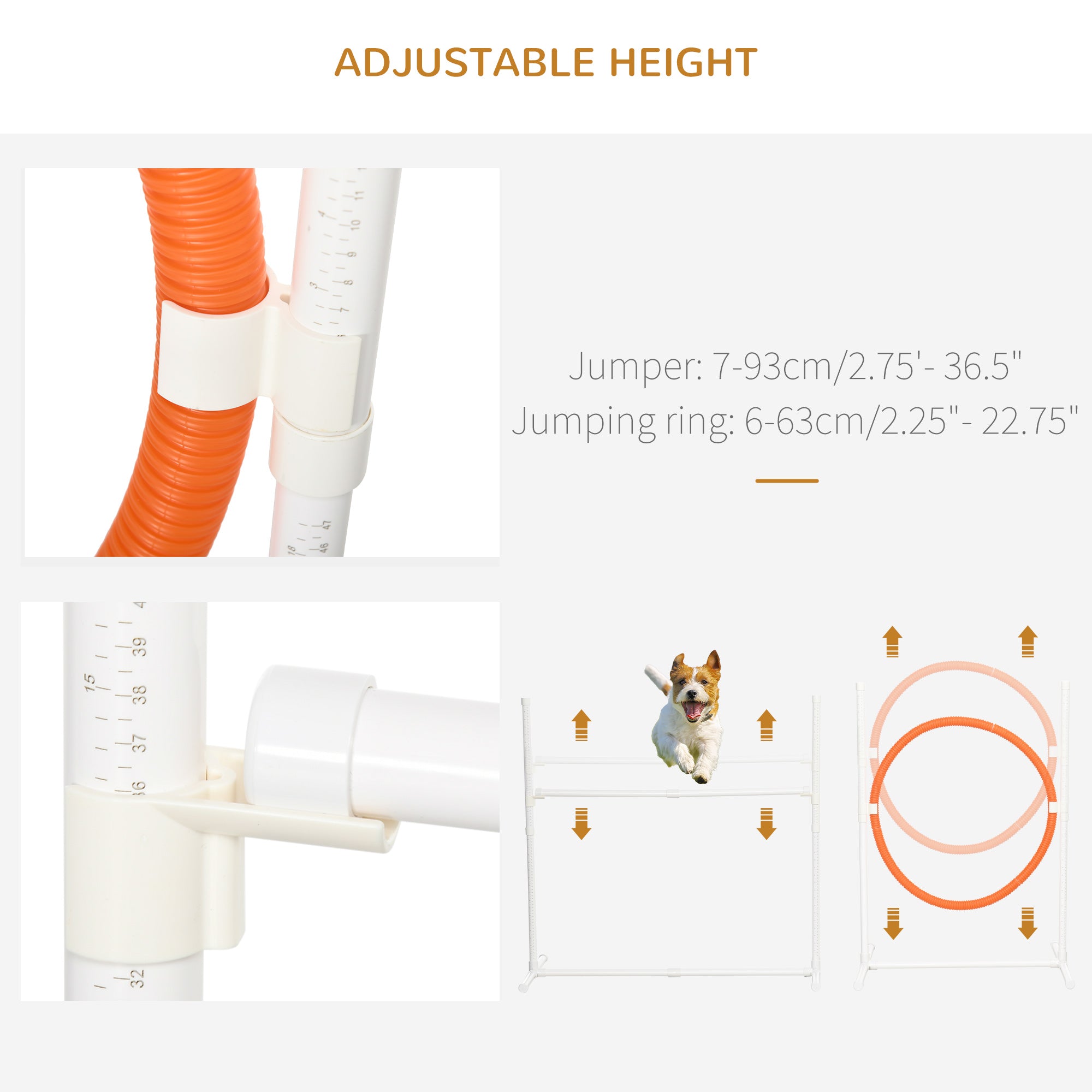 PawHut 5PCs Portable Dog Agility Training Equipment, Pet Agility Training Set with Adjustable Height Jump Ring, Jumper, Weave Poles, Square Pause Box, Carrying Bag, Whistle