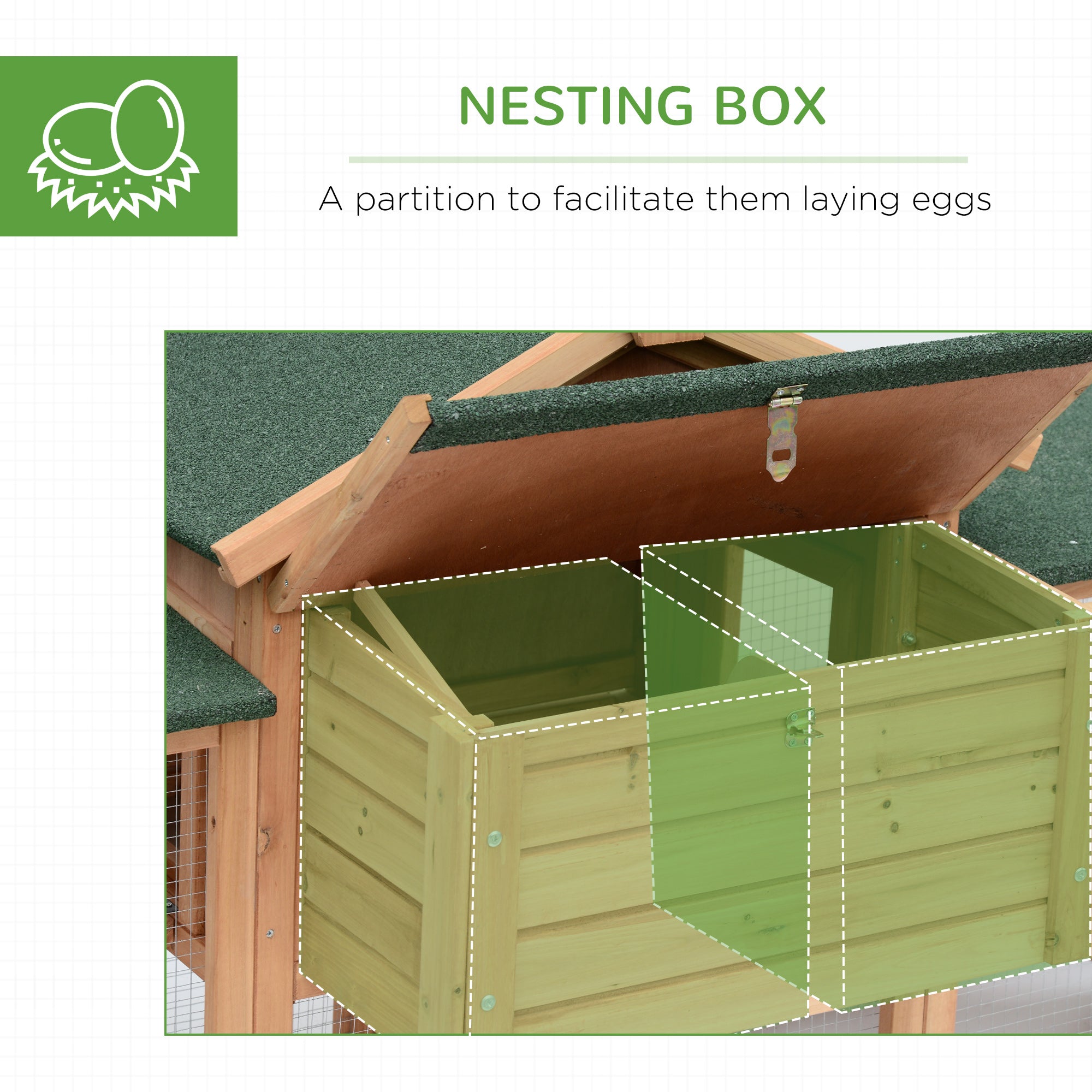 PawHut 80" Chicken Coop, Wooden Hen House Large Rabbit Hutch Poultry Cage Pen with Nesting Box, Run, Ramp, Drawer, for Outdoor Backyard Garden